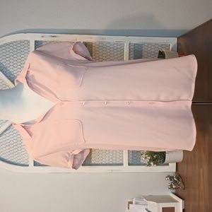 Ann Taylor LOFT Women Blush Pink Short Sleeve Button-Down Shirt